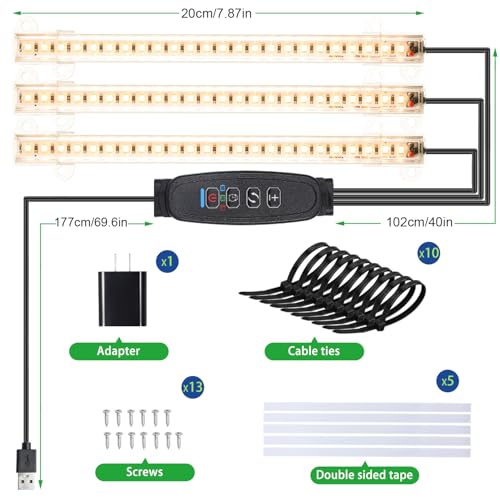 3 Head 7.8 Inches LED Grow Light Strips (Warm / 7.8Inch 3 Head 1 Pack)
