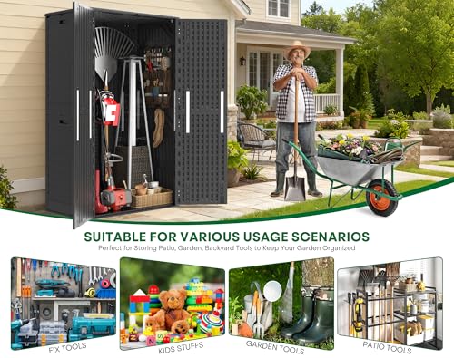 Tall Vertical Outdoor Storage Shed (Black / 61 Cu.Ft)