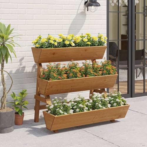 Vertical Garden Planter 3 Tier Raised Garden Bed Wood Herb Tiered Planter