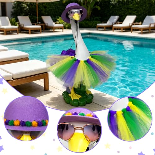 Large Resin Porch Goose Statue (purple hat goose)