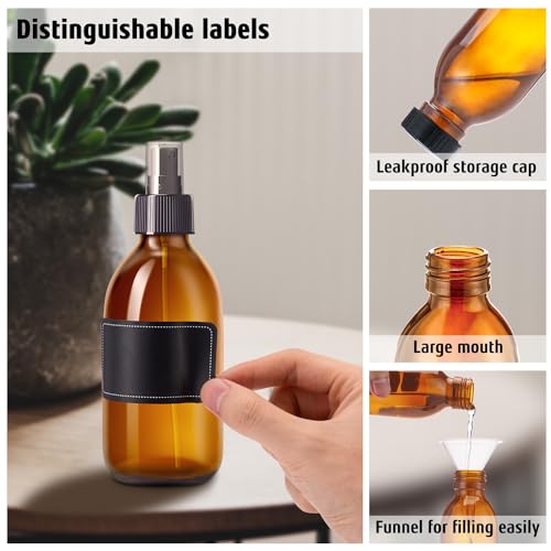 Amber Glass Spray Bottles 8.8 oz (2 Count)