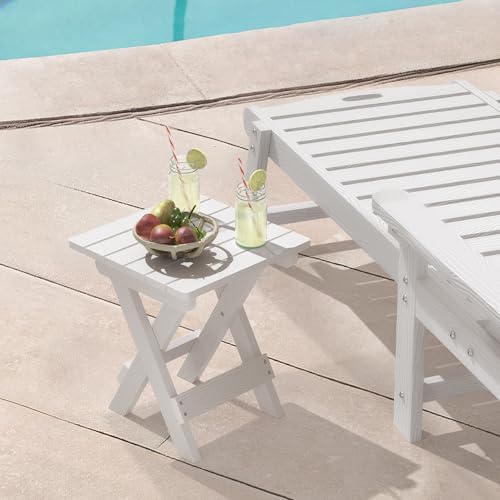 Small Outdoor Folding Side Table HDPS 14 Inch Height