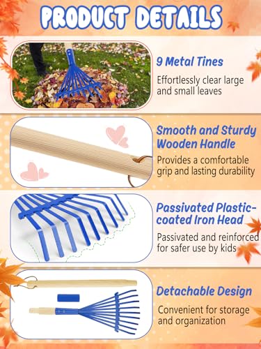 33" Kids Leaf Rake with Gloves