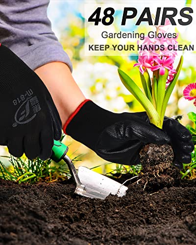 48 Pairs Gardening Gloves for Men Women Rubber Coated Safety Work Gloves Bulk for Gardening Construction Work (48 Count)