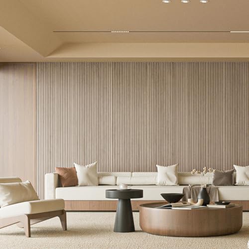 108 x 5.7 Inch Slat Wood Wall Paneling for Interior Decor (8Pcs-108 x 5.7 Inch / Slat Ashtree)