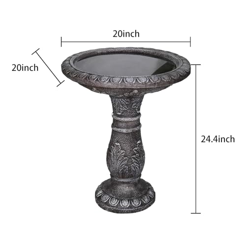 24.4" H Cement Bird Bath for Garden