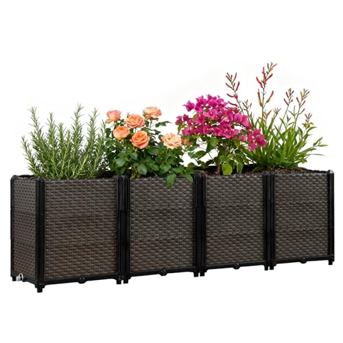Large Raised Planter Box Outdoor Self Watering 62.9"x15.7"x19.7"