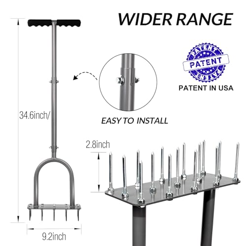 Manual Lawn Aerator Tool with 15 Iron Spikes