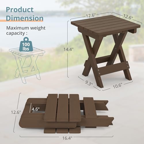 Small Outdoor Folding Side Table HDPS14 Inch Height