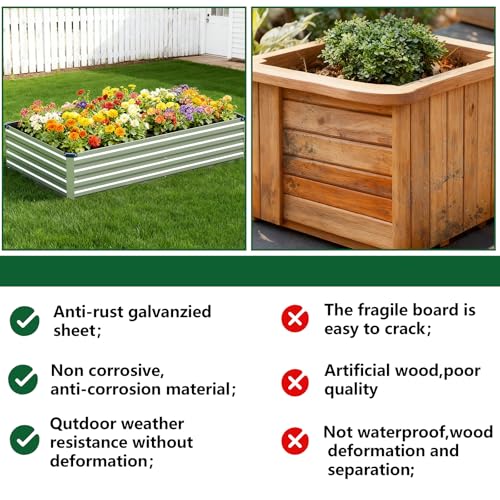 2PCS 8x4x1ft Galvanized Raised Garden Beds Kit (2 Count)