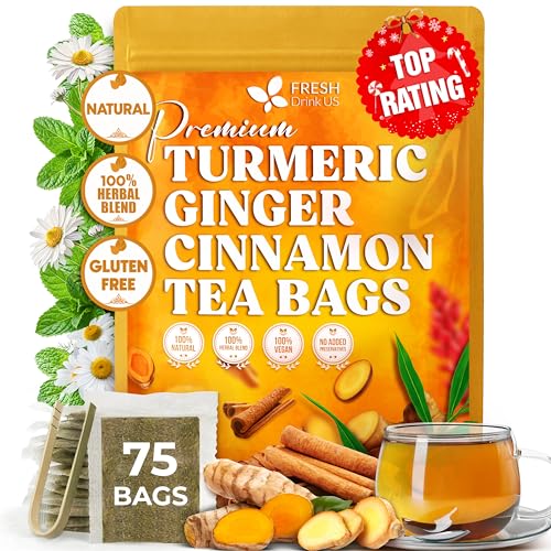 Premium Turmeric Ginger Cinnamon Tea (75 Tea Bags)