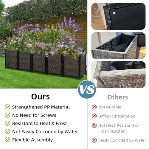 Large Raised Planter Box Outdoor Self Watering 62.9"x15.7"x19.7"