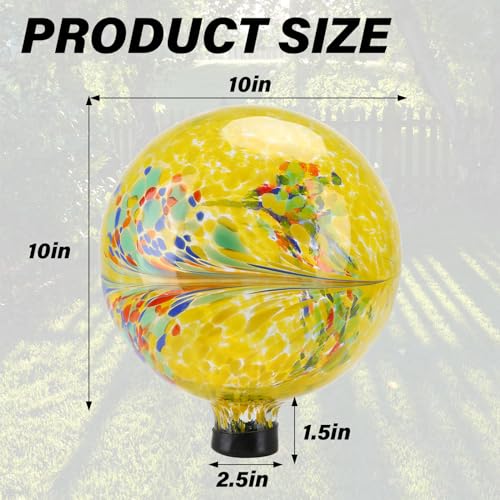 10" Gazing Ball Glass Reflective Garden Globe for Outdoor Decor (Yellow)