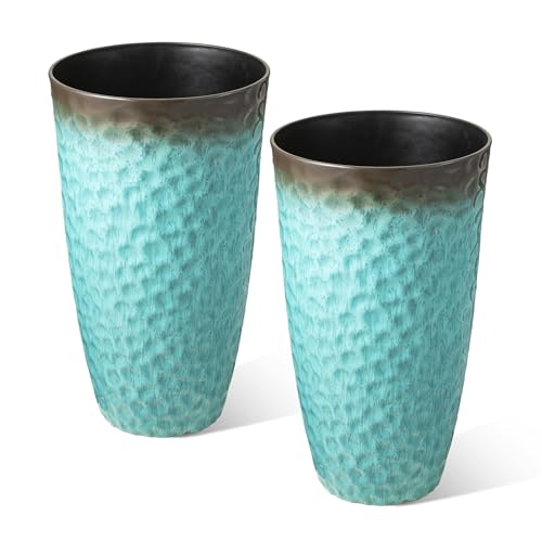 23.75" H Large Planters for Outdoor Plants (23.75"H / Gradient Turquoise)
