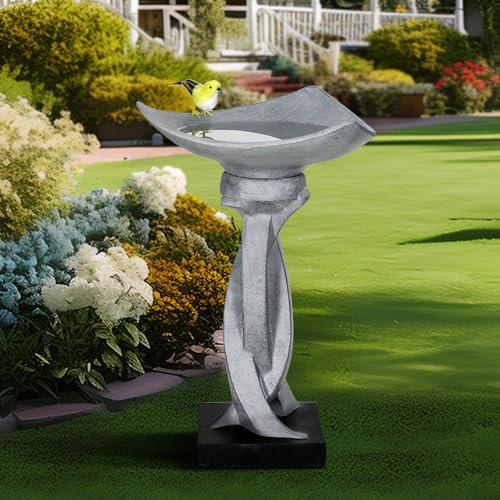 22.8”Tall Bird Baths for Garden (22.8in. H / Modern-gray)
