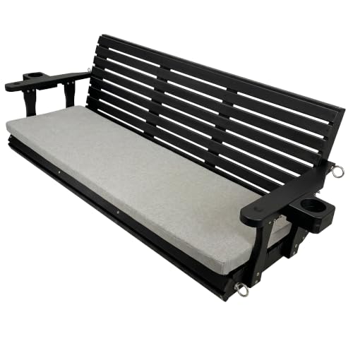 Wooden Porch Swing 3 (Iron Black / 5.5 FT Extra Large)