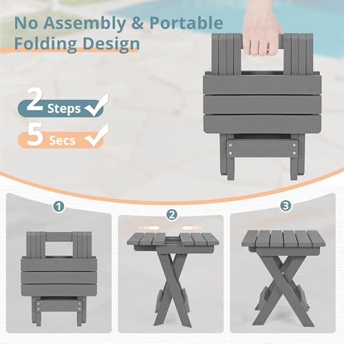 Small Outdoor Folding Side Table HDPS 14 Inch Height
