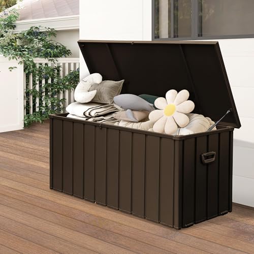 Outdoor Metal Storage Deck Box Waterproof 120 Gal Patio Pool Deck Box