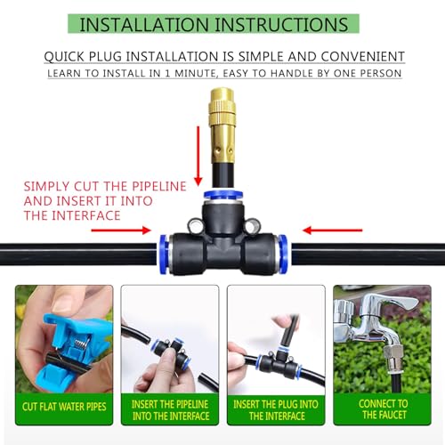 98Ft Greenhouse Drip Irrigation Kit Automatic Irrigation System 360°Adjustable 30 Brass Spray Nozzles 1