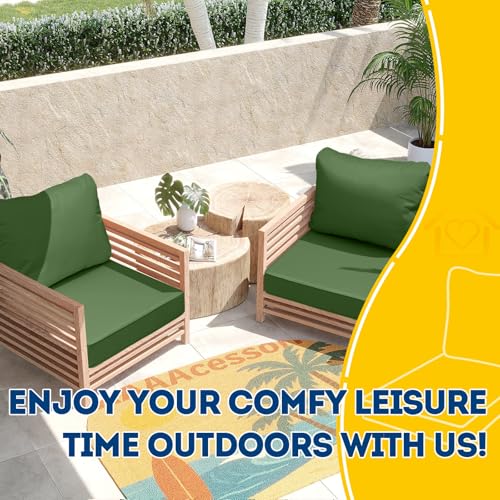 Outdoor Chair Cushions (Dark Moss Green / 25.5"x25.5"x5" / 25.5"x19")