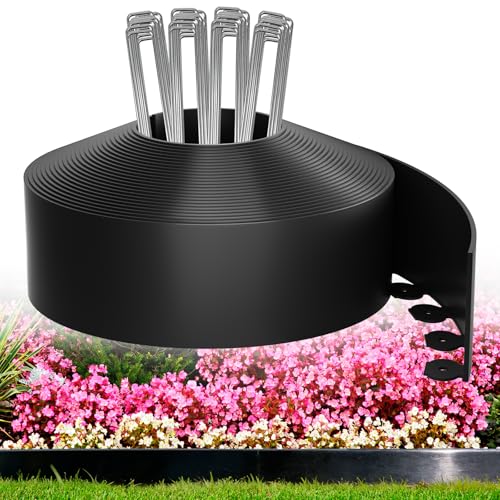 3in Tall 80ft Landscape Edging Kit with 120pcs Metal Spikes (Black / 3in*80ft)