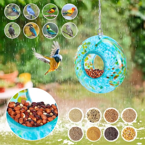 Bird Feeder Fly Through Glass Solar Bird Feeders for Garden Decor