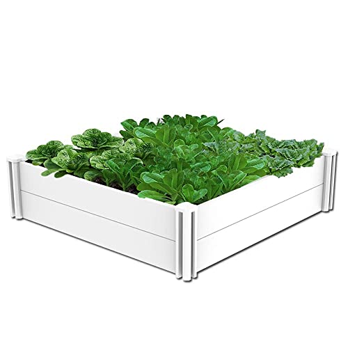 4'x4' White Vinyl Raised Garden Bed Kit