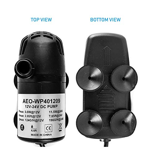 12V 24V DC Brushless Submersible Water Pump 196 GPH for Solar Fountain Hydroponics and Aquaponics