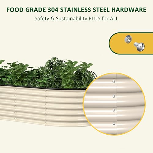 8x2x1.4ft Galvanized Raised Garden Bed (Ivory White / 8x2x1.4FT)