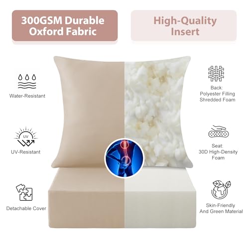 Outdoor Deep Seat Cushion Set (24*24+5.75/25*22.5" / Beige)