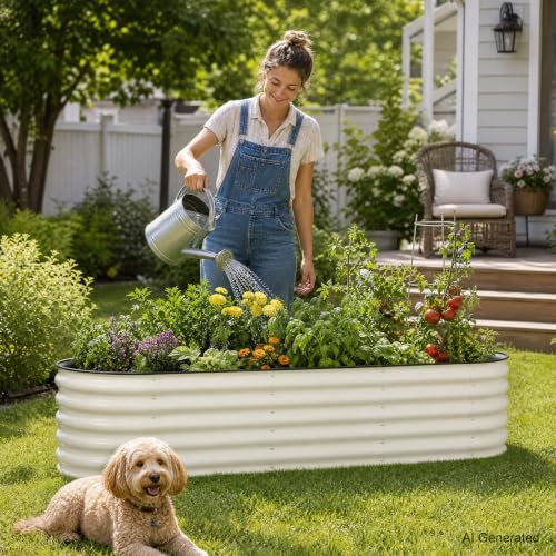 17" Tall Oval Galvanized Raised Garden Bed Kit