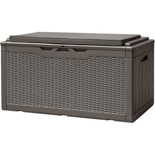 100 Gallon Deck Box Waterproof Outdoor Storage Box with Cushion