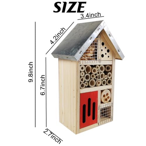 Natural Wooden Hanging Bee House for Gardens Natural Wooden Butterfly Hotel for Bee