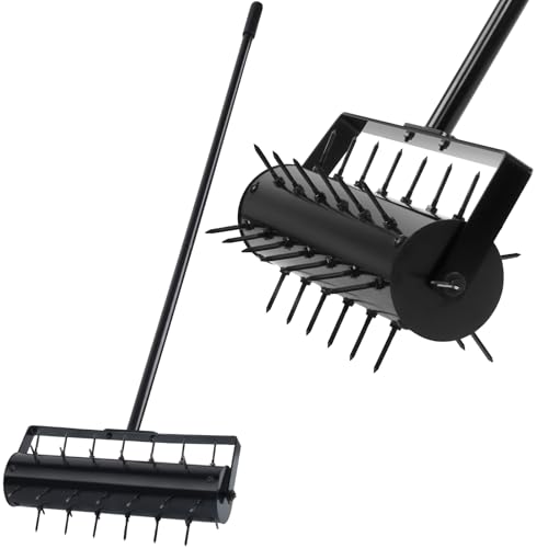 Rolling Lawn Aerator Roller with 42 Reinforced Steel Spikes