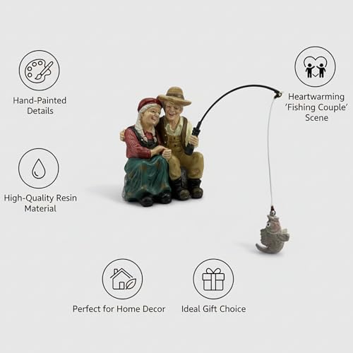 Elderly Couple Fisher Garden Statue (Older Couple)