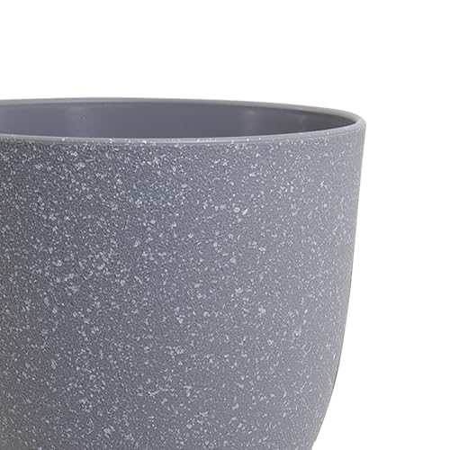 10/9/8 inch Plant Pots, Set of 3 Modern Decorative Plastic Planters with Drainage Holes and Saucers for Garden House Plants, Flower Pots for Indoor Outdoor Plants, Speckled Grey (3 Count)
