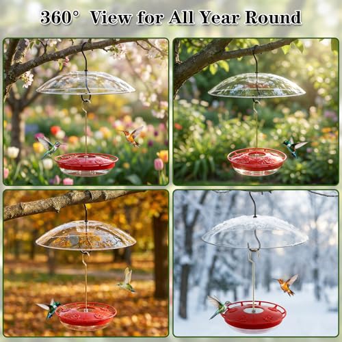 Hummingbird Feeder with Rainproof Dome (Red w/Rain Dome)