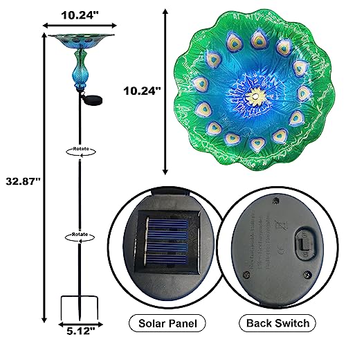 Blue Peacock Ground Stake Solar Bird Feeder for Outside