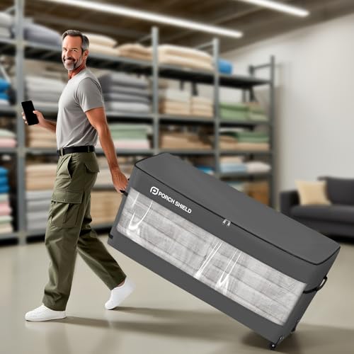 Rolling Cushion Storage Bag with Wheel 62"L x 20"W x 28"H
