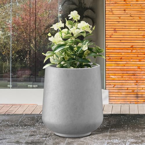 Accent Round Curved Pale Gray Concrete Planter 13" Dia