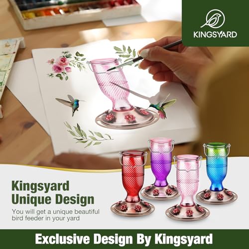 24 Oz Glass Hummingbird Feeder for Outdoors