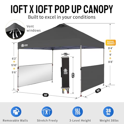 10x10 Pop up Canopy Tent with 2 Half Sidewalls