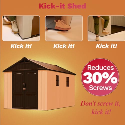 8x12 FT Resin Outdoor Storage Shed with Floor (Beige / 8x12 FT)