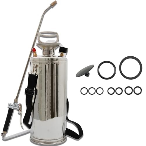 2 Gallon Stainless Steel Sprayer Hand Pump Sprayer with Pressure Gauge Valve Adjustable Nozzle for Gardening Lawn and Cleaning