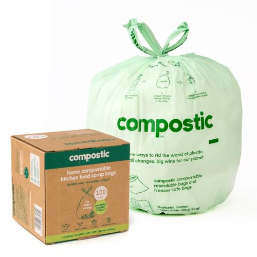 Compostable Trash Bags (100 Count (Pack of 1) / Small 2.6 Gallon)