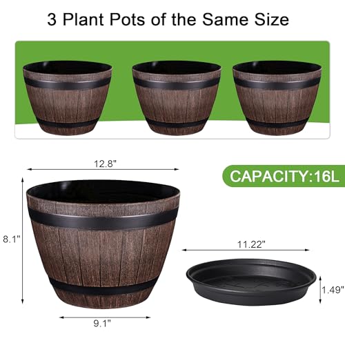 Plant Pots with Drainage Holes & Saucer