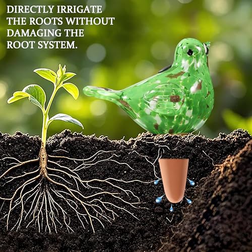 Glass Bird Shaped Plant Watering Ball Glass Automatic Watering Ball Flower Pot Insertion Spike Drip Irrigation Device Watering Ball Irrigation System Plant Enthusiast Gift