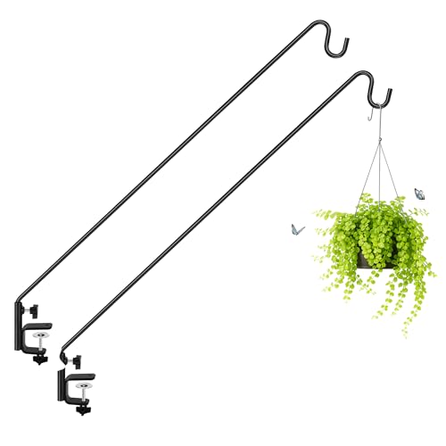 Extended Reach Deck Hook Wall Pole Wall Mounted Deck Hook Extensible and 43 inch Wall Bracket for Hanging Bird Feeder (2 Count)