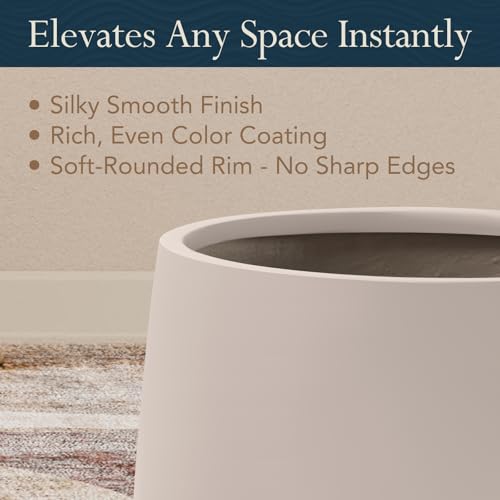 12.6" Premium Conico Fiberstone Outdoor Planter (Taupe / 13" H x 12.6" D)
