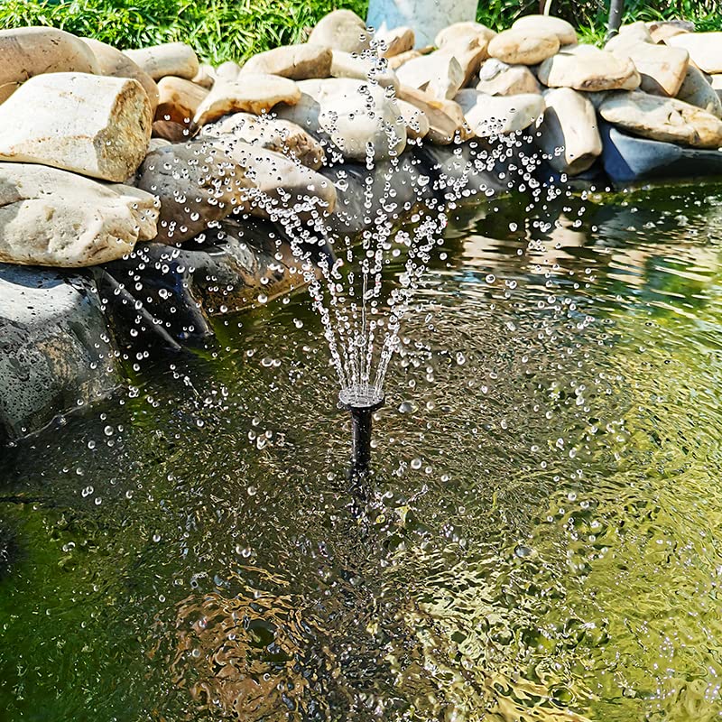 Solar Water Pump with Backup Battery and Fountain Lights for Birdbath
